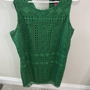Vince Camuto Green Crochet Midi Dress
